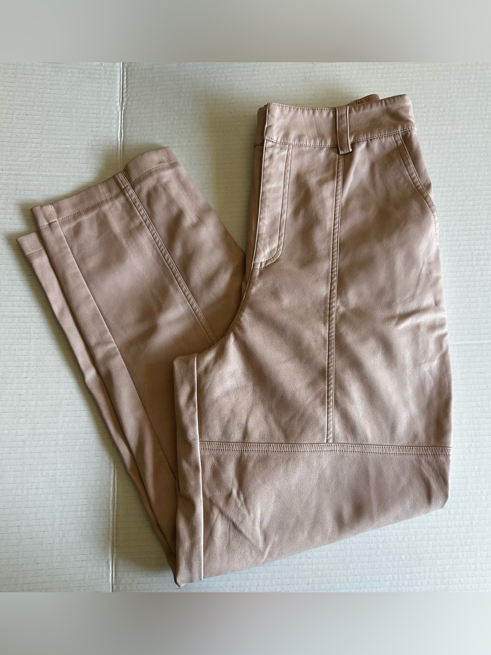 Avec Les Filles Women's Vegan Leather Straight-Leg Trousers in Light Pink